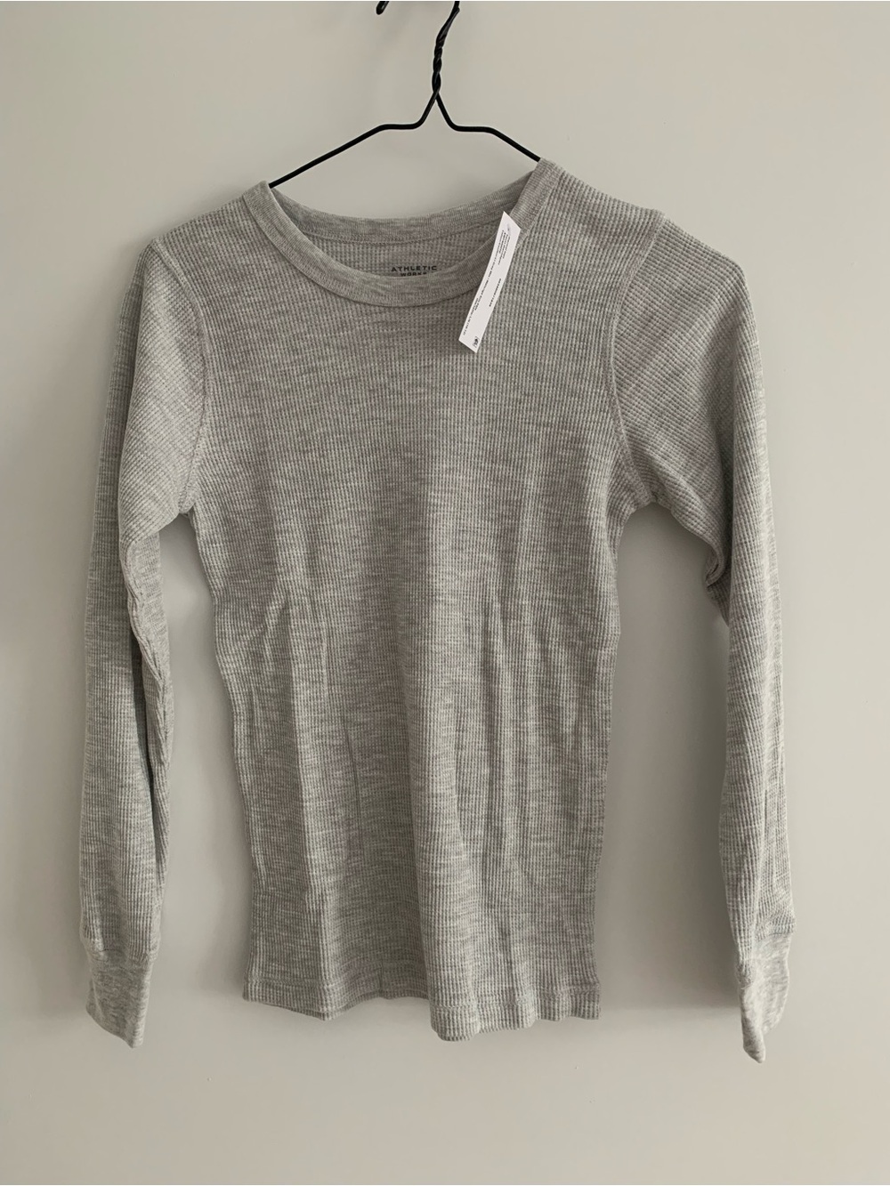 Athletic Works Gray Ribbed Long-Sleeve Waffle Tops Junior Size L
